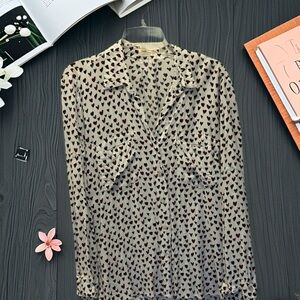 Just Living Black and White Heart Button Down Shirt